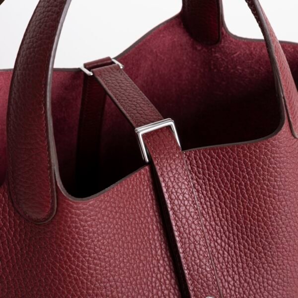 USA New York Clemence Leather Picotin 18CM CK55 Rouge H Silver Hardware