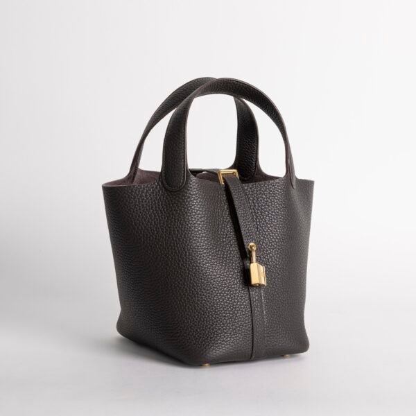 wsxc1732127379396_1 Australia Canberra Clemence Leather Picotin 18CM CC46 Ebene Gold Hardware