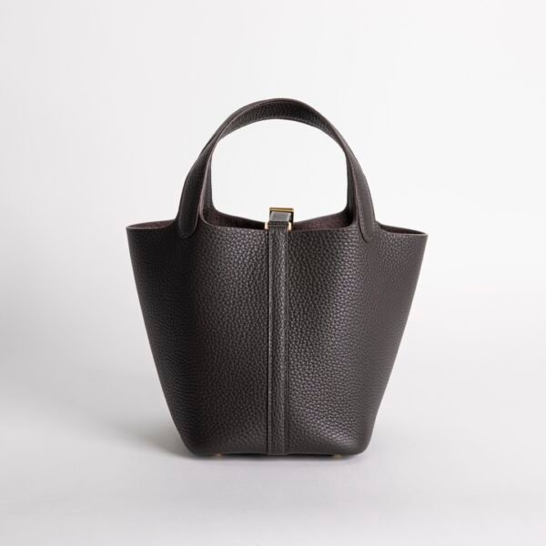 wsxc1732127379396_2 Australia Canberra Clemence Leather Picotin 18CM CC46 Ebene Gold Hardware