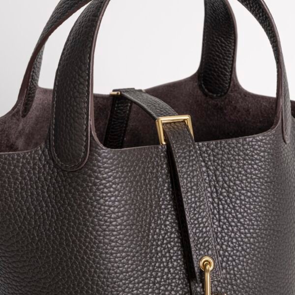 wsxc1732127379396_3 Australia Canberra Clemence Leather Picotin 18CM CC46 Ebene Gold Hardware
