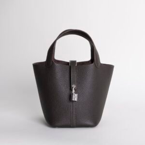 Luxury Women’s Bag Picotin 18CM Clemence Leather CK46 Ebene Silver Hardware