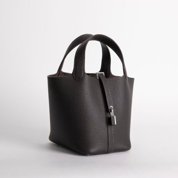 Luxury Women’s Bag Picotin 18CM Clemence Leather CK46 Ebene Silver Hardware