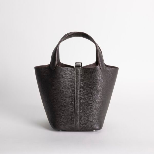 Luxury Women’s Bag Picotin 18CM Clemence Leather CK46 Ebene Silver Hardware