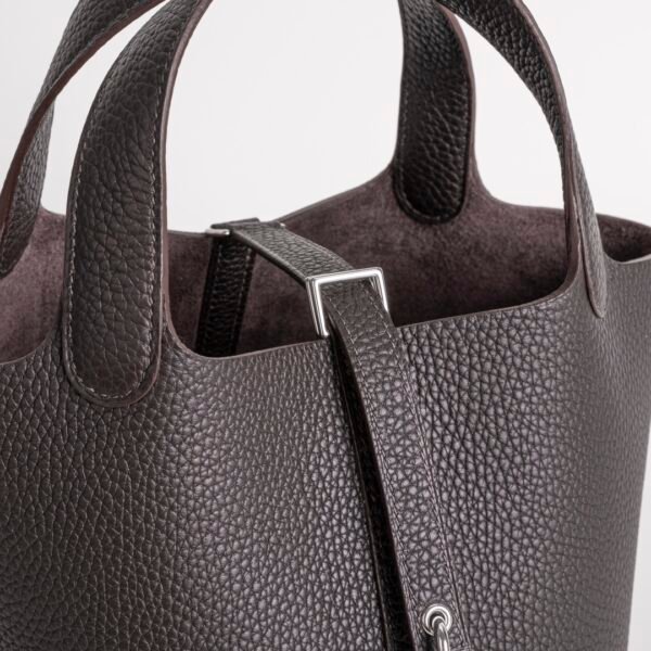 Luxury Women’s Bag Picotin 18CM Clemence Leather CK46 Ebene Silver Hardware