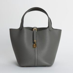 wsxc1732379874912_0 Women’s Tote Bag Picotin 22CM Clemence Leather 0L Gris Meyer Gold Hardware