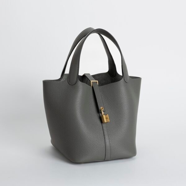 wsxc1732379874912_1 Women’s Tote Bag Picotin 22CM Clemence Leather 0L Gris Meyer Gold Hardware