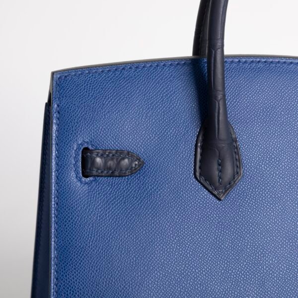 wsxc1732379922934_2 Luxury Women’s Bag Birkin Faubourg 20CM Blue Nuit Matte Crocodile / Epsom Silver Hardware