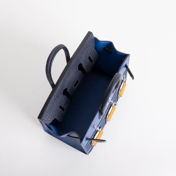 wsxc1732379922934_4 Luxury Women’s Bag Birkin Faubourg 20CM Blue Nuit Matte Crocodile / Epsom Silver Hardware