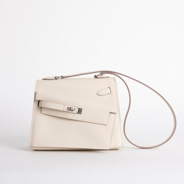 Full Handmade Kelly Desordre 20CM Epsom Leather CK10 Craie Silver Hardware