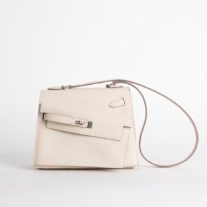 Full Handmade Kelly Desordre 20CM Epsom Leather CK10 Craie Silver Hardware