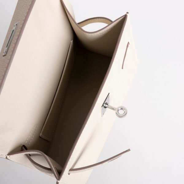 Full Handmade Kelly Desordre 20CM Epsom Leather CK10 Craie Silver Hardware