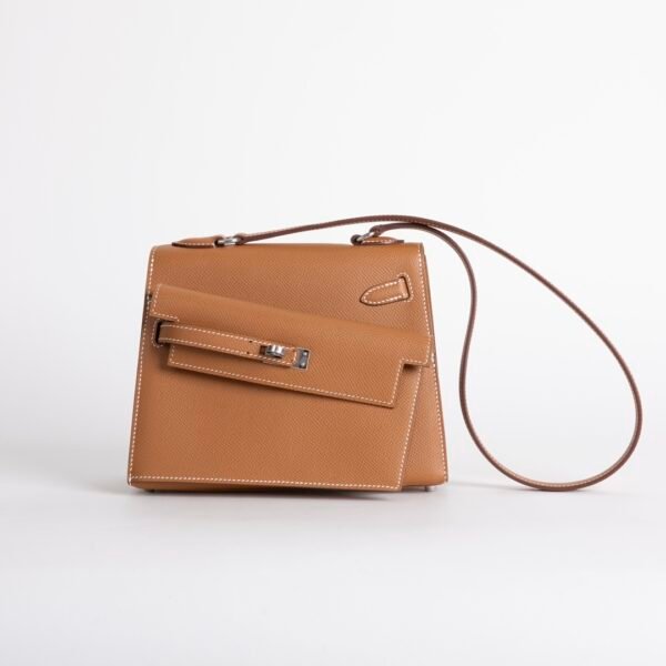 Hong Kong Epsom Leather CC37 Gold Kelly Desordre 20CM Shoulder Bag Silver Hardware