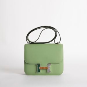Luxury Shoulder Bag Constance 18CM 3I Vert Criquet Epsom Leather Lizard Buckle
