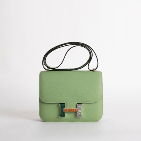 wsxc1733154290912_0 Luxury Shoulder Bag Constance 18CM 3I Vert Criquet Epsom Leather Lizard Buckle