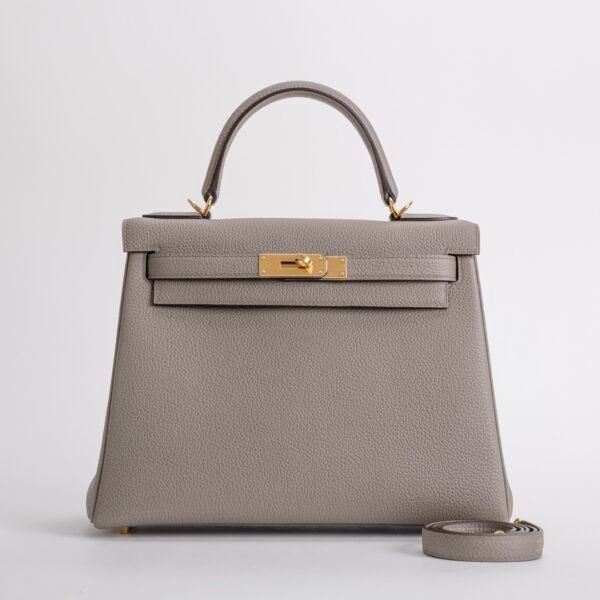 Russia Moscow Kelly 28CM Togo Leather M8 Gris Asphalt Gold Hardware