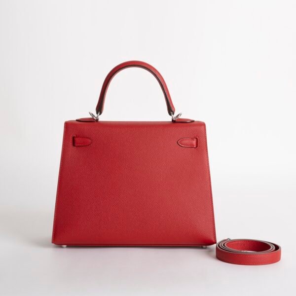 Women’s Tote Bag Kelly Sellier 25CM Epsom Leather Q5 Rouge Casaque Silver Hardware