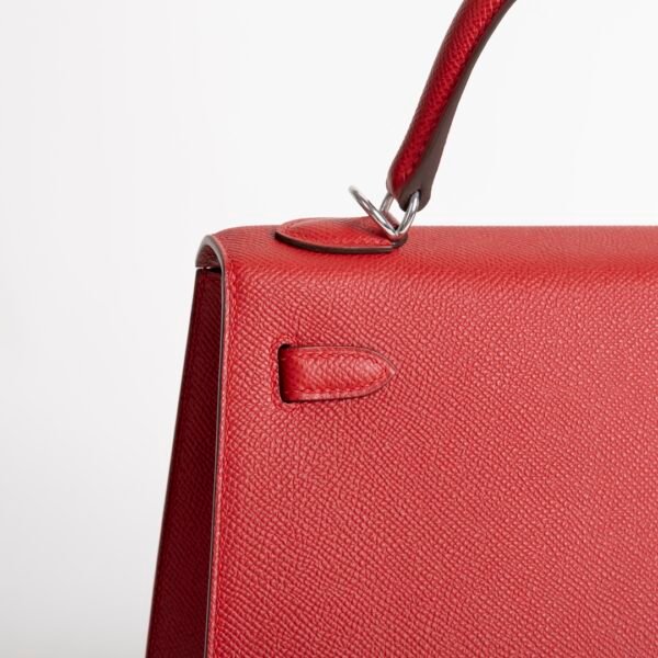 Women’s Tote Bag Kelly Sellier 25CM Epsom Leather Q5 Rouge Casaque Silver Hardware