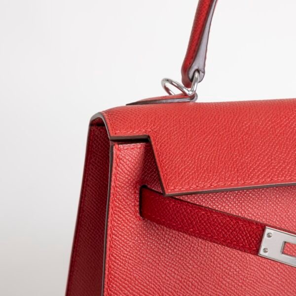 Women’s Tote Bag Kelly Sellier 25CM Epsom Leather Q5 Rouge Casaque Silver Hardware