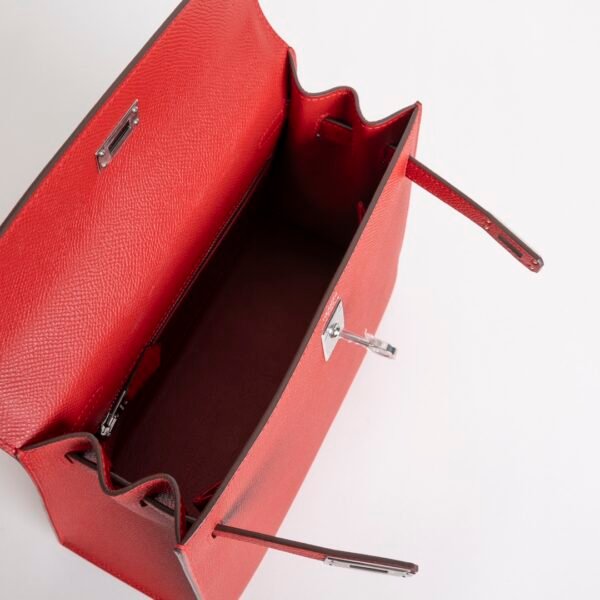 Women’s Tote Bag Kelly Sellier 25CM Epsom Leather Q5 Rouge Casaque Silver Hardware