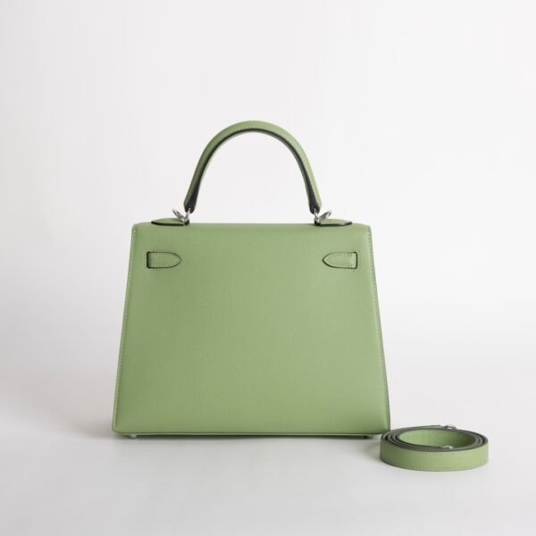 Luxury Handbag Kelly Sellier 25CM 3I Vert Criquet Epsom Leather Silver Hardware