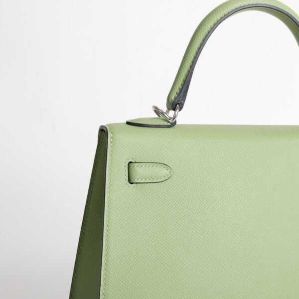 Luxury Handbag Kelly Sellier 25CM 3I Vert Criquet Epsom Leather Silver Hardware
