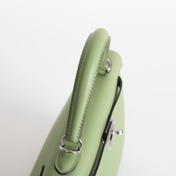 Luxury Handbag Kelly Sellier 25CM 3I Vert Criquet Epsom Leather Silver Hardware