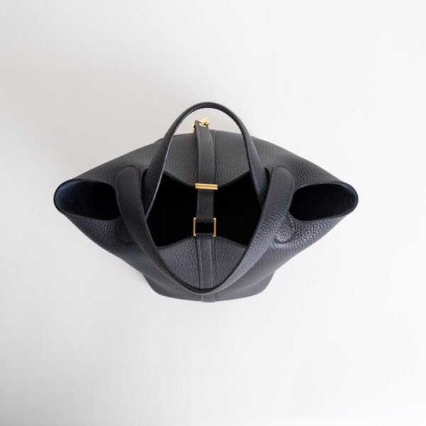 Full Handmade 2Z Blue Nuit Clemence Leather Picotin 18CM Gold Hardware