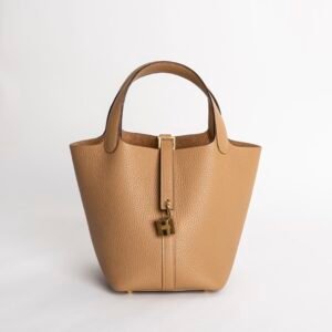 USA New York Picotin 18CM Clemence Leather 4B Biscuit Gold Hardware