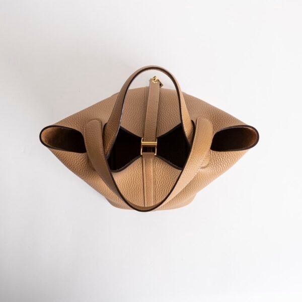 USA New York Picotin 18CM Clemence Leather 4B Biscuit Gold Hardware