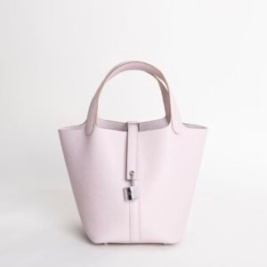 Luxury Handbag Picotin 18CM Clemence Leather 09 Mauve Pale Silver Hardware