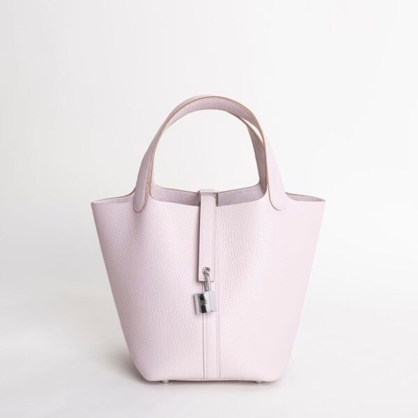 Luxury Handbag Picotin 18CM Clemence Leather 09 Mauve Pale Silver Hardware