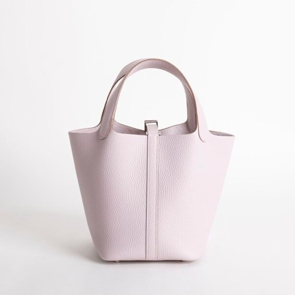 Luxury Handbag Picotin 18CM Clemence Leather 09 Mauve Pale Silver Hardware