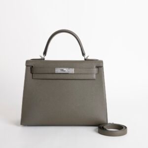 wsxc1734109024431_0 UK London Kelly Sellier 28CM Epsom Leather C6 Vert De Gris Silver Hardware