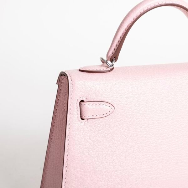 USA Washington Chevre Leather 3Q Rose Sakura Mini Kelly 19CM Silver Hardware