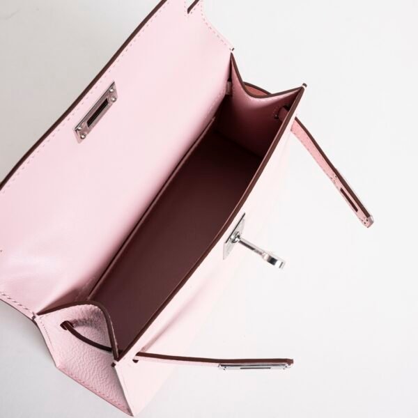 USA Washington Chevre Leather 3Q Rose Sakura Mini Kelly 19CM Silver Hardware