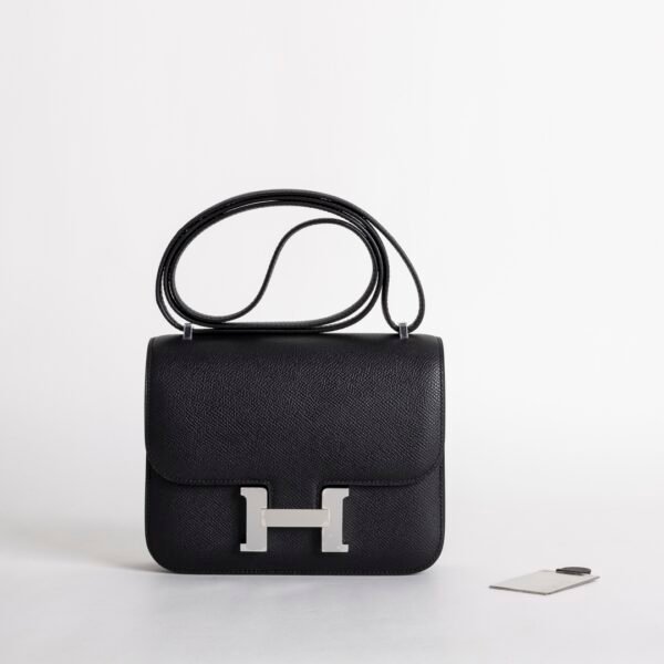 Hermes Bag Price Constance 18CM with Mirror Epsom Leather CK89 Noir Silver Hardware