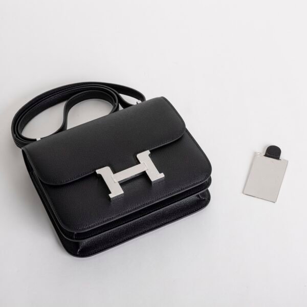 Hermes Bag Price Constance 18CM with Mirror Epsom Leather CK89 Noir Silver Hardware