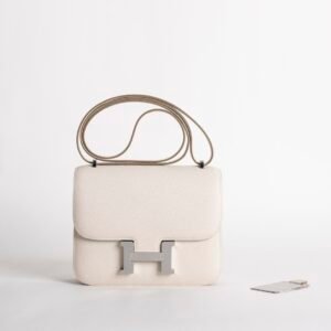 UK London CK10 Craie Epsom Leather Constance 18CM With Mirror Silver Hardware