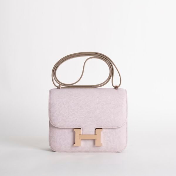 Women’s Shoulder Bag Chevre Leather Constance 18CM 09 Mauve Pale Rose Gold Hardware