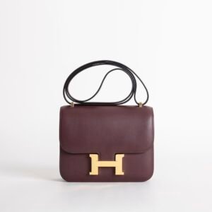 Canada Ottawa Hermes CC57 Bordeaux Swift Leather Constance 18CM Gold Hardware
