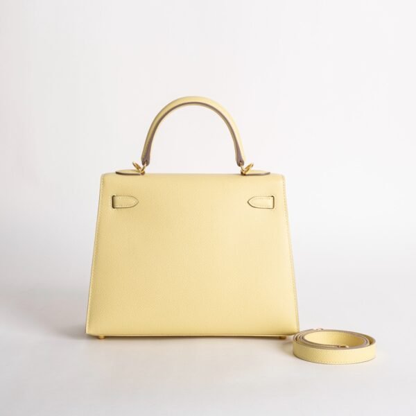 Full Handmade 1Z Jaune Poussin Epsom Leather Kelly Seller 25CM Gold Hardware