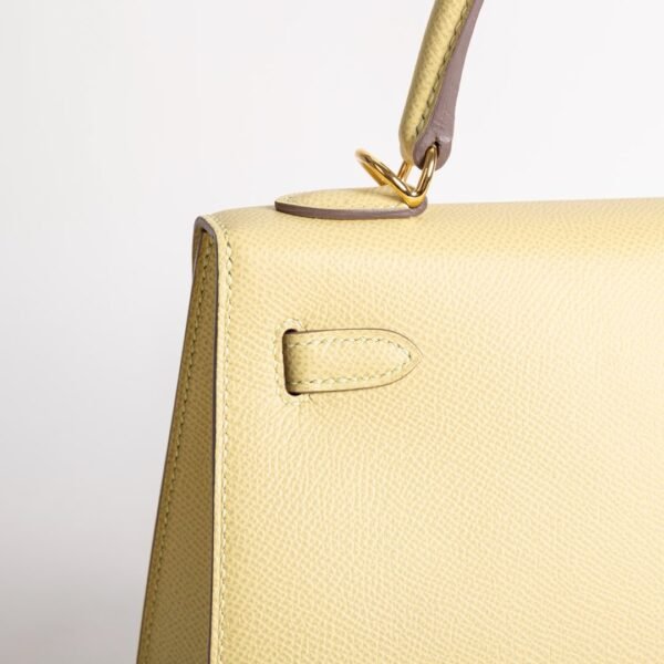 Full Handmade 1Z Jaune Poussin Epsom Leather Kelly Seller 25CM Gold Hardware