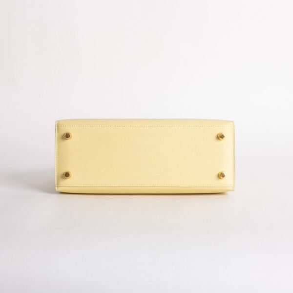 Full Handmade 1Z Jaune Poussin Epsom Leather Kelly Seller 25CM Gold Hardware