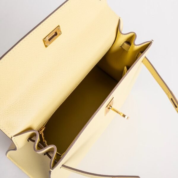 Full Handmade 1Z Jaune Poussin Epsom Leather Kelly Seller 25CM Gold Hardware