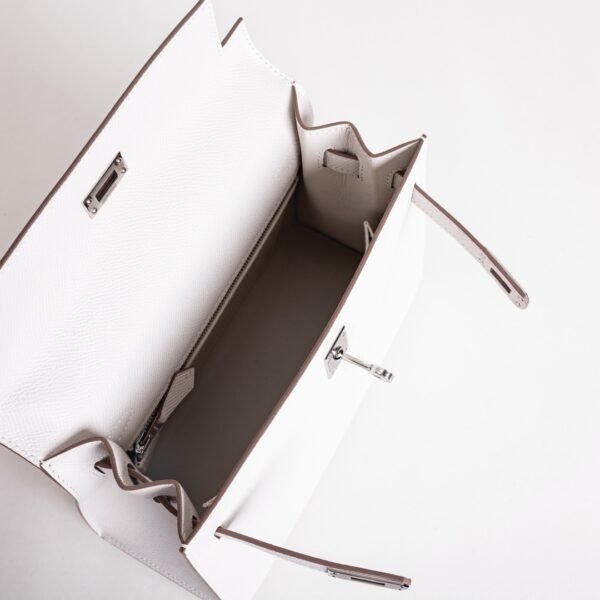 Australia Canberra Kelly Seller 25CM Epsom Leather M4 Gris Pale Silver Hardware