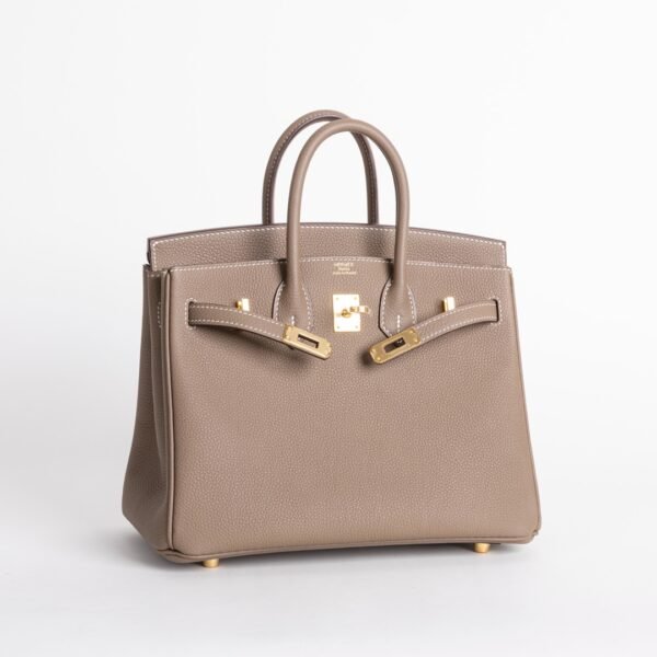 Luxury Handbag Birkin 25CM Togo Leather CC18 Etoupe Gold Hardware