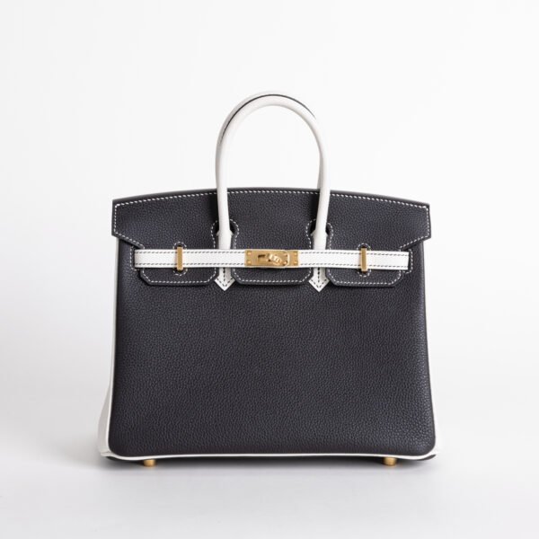 Special Order Birkin 25CM Togo Leather Black / White Brush Gold Hardware