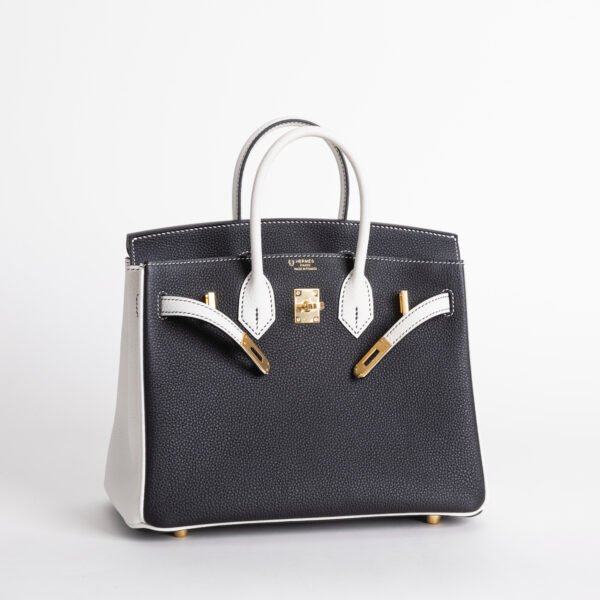 Special Order Birkin 25CM Togo Leather Black / White Brush Gold Hardware