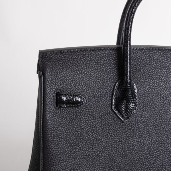 wsxc1735830751779_2 Full Handmade Hermes Birkin Touch 25CM CK89 Noir Togo / Lizard Leather Silver Hardware