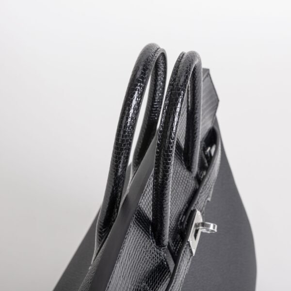 wsxc1735833758025_4-scaled-1 Full Handmade Hermes Birkin Touch 25CM CK89 Noir Togo / Lizard Leather Silver Hardware